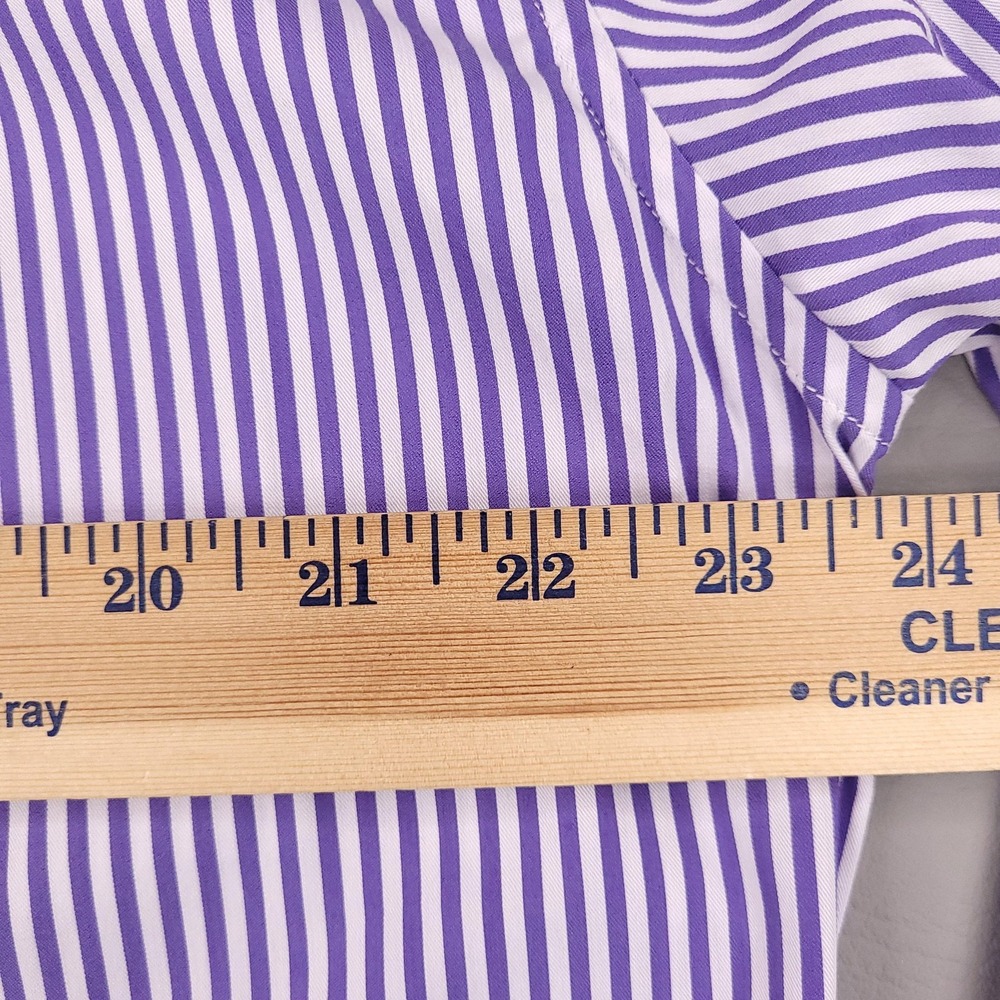 Johnnie-O Shirt Mens XL Purple White Stripe Button Down Bamboo Stretch Pocket - Picture 9 of 11